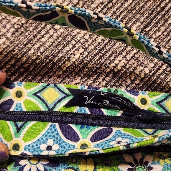 Vera Bradley Daisy Daisy Small Tote Purse Shoulder Bag Blue Green RETIRED - Picture 12 of 15